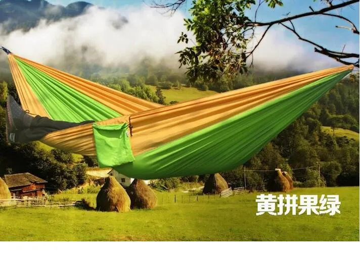 Portátil Nylon única pessoa Hammock 230 * 90 centímetros Parachute Parachute Tecido Hammock para o curso Caminhadas Mochila Camping Hammock