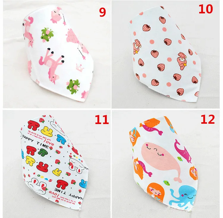 Baby Bibs Burp Cloths Nyfödd Saliv Handduk Pinafore Bandana Infant Cotton Bavoir Cartoon Scarf för barn Ib347