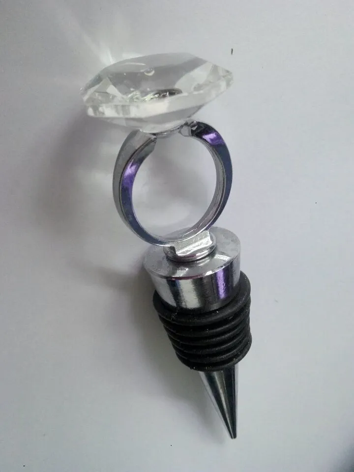 Faveurs de mariage et cadeaux pour les invités, bouchon de bouteille de vin avec bague en diamant créatif avec emballage exquis wen4452