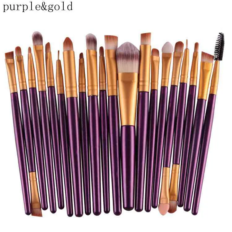 20 stks Cosmetische Makeup Borstels Set Poeder Foundation Oogschaduw Eyeliner Lip Brush Tool Merk Make-up Borstels Beauty Tools Pincel Maquiagem