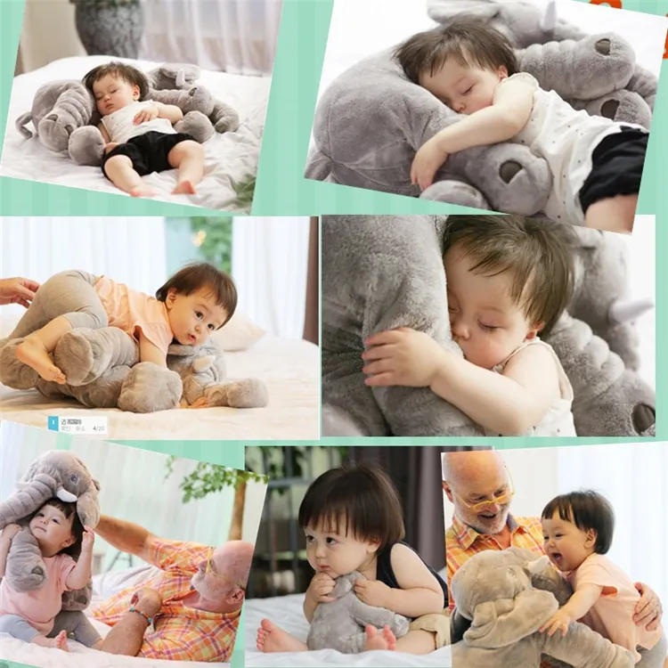 Nouveau doux éléphant bébé oreiller de couchage éléphant jouets en peluche poupées jouets en peluche éléphant jeter oreiller B0854