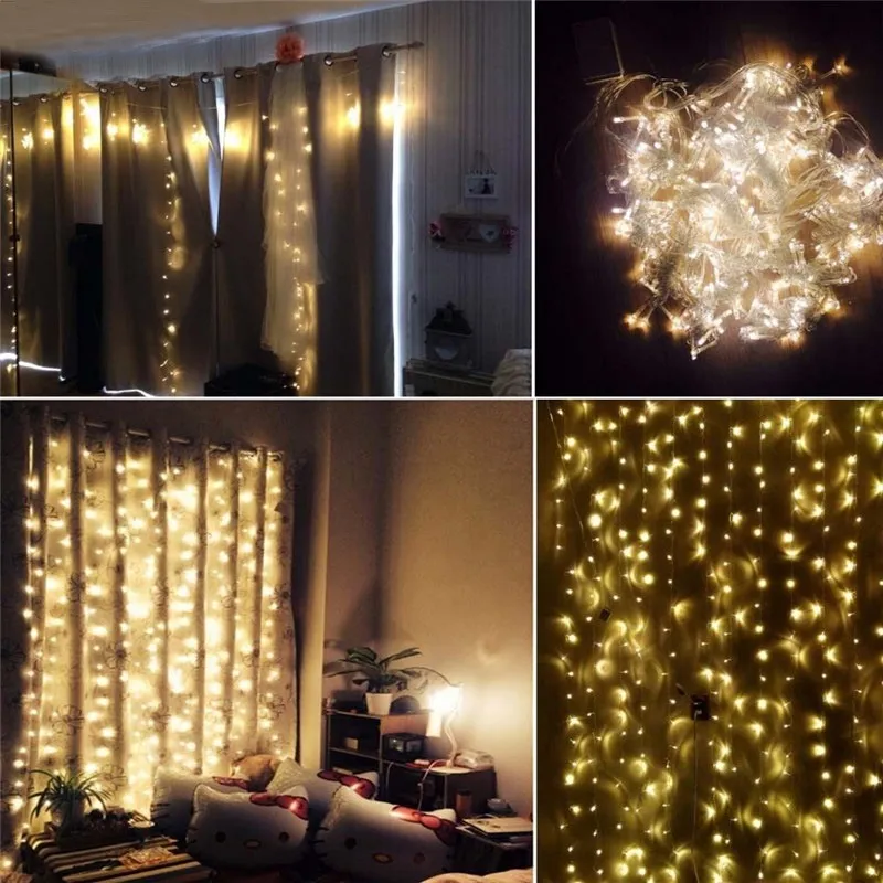 Umlight1688 3 * 3 m 6 * 3 m 10 * 3 m Luci tende LED Star String Fairy String light Festival Christmas Flash light la decorazione di nozze feste