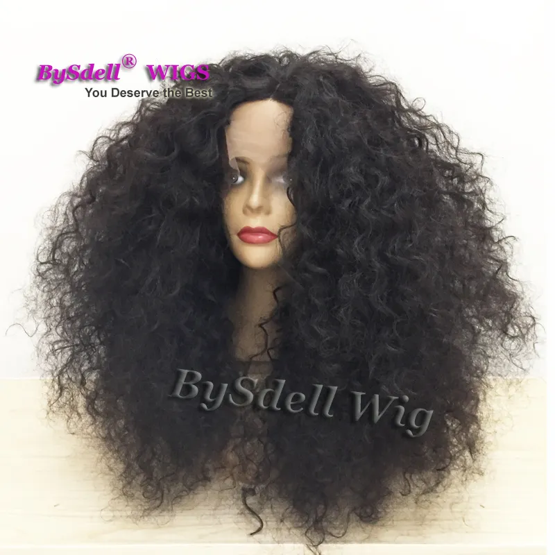 Neue Ankunft Große Afro Lockiges Haar Perücke Schwarze Frau Natürliche Welle Frisur Synthetische Lace Front Perücken für Schwarze frauen9681712