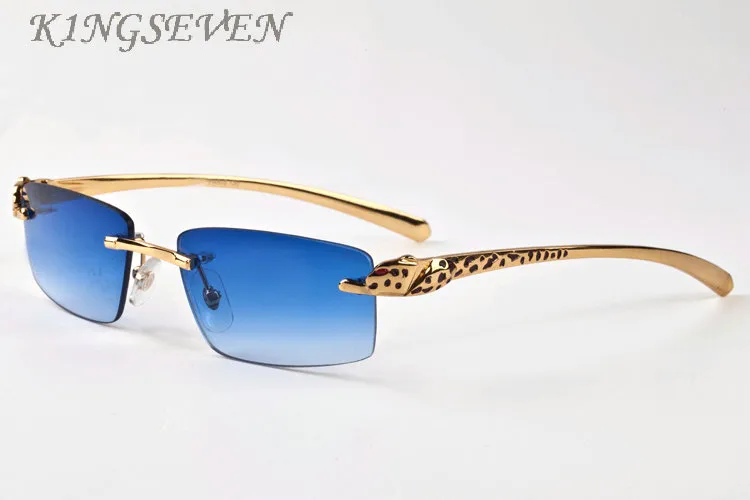 Дизайнерские солнцезащитные очки для мужских очки RIMLEL BUFFALOO BUFTOLO GOOL Gold Серебряные ментальные леопардовые рамки Солнцезащитные очки Женщины Eyeglasses