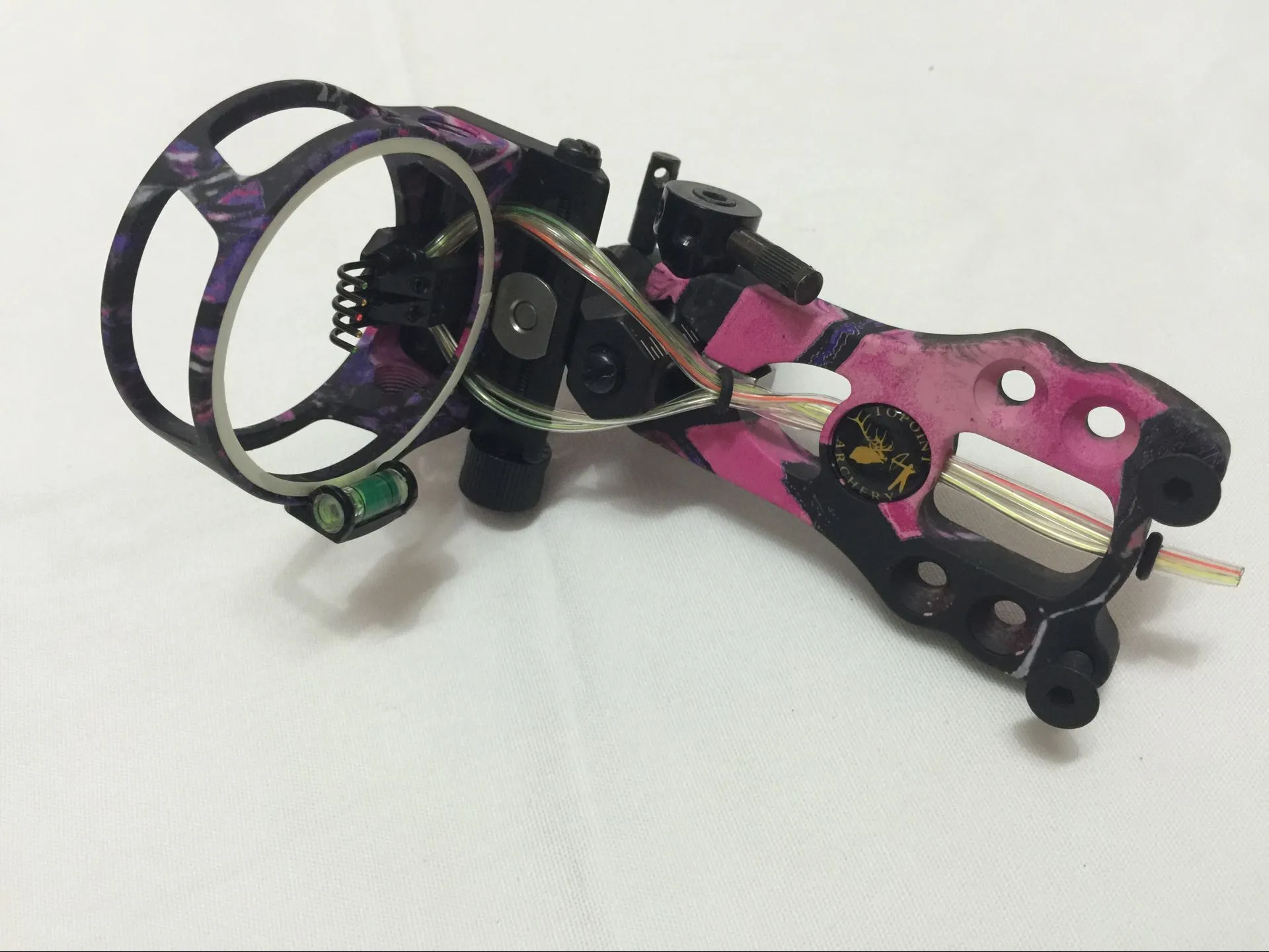 1PK Tiro con l'arco Compound bow 5 spille in fibra ottica prua con luce viola TP6550-PINK CAMO