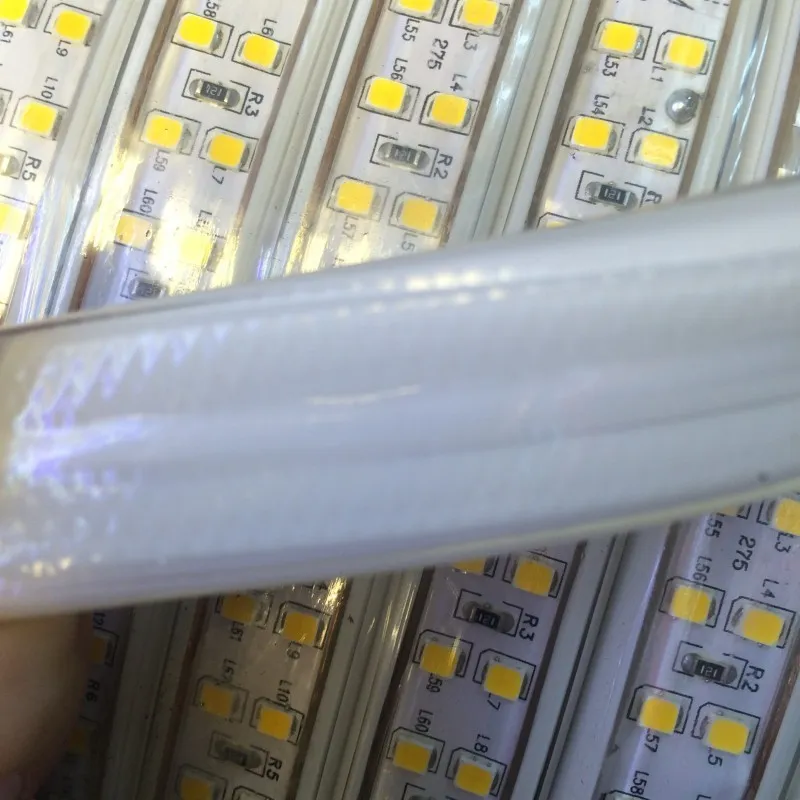 208LED / M 220 فولت بقيادة قطاع 2835 SMD ماء صف مزدوج الصمام الشريط ضوء أبيض / دافئ أبيض الديكور المنزل الإضاءة