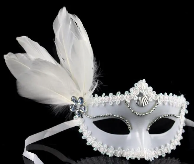 Mascarade masques hommes et femmes enfants masque passerelle côté plume masque noir et blanc couple masque grand masque de cheveux flottant