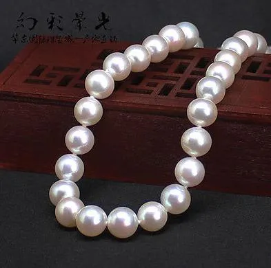 Precioso collar de perlas blancas del mar del sur natural de 10-11 mm con cierre de plata 925 de 19 pulgadas