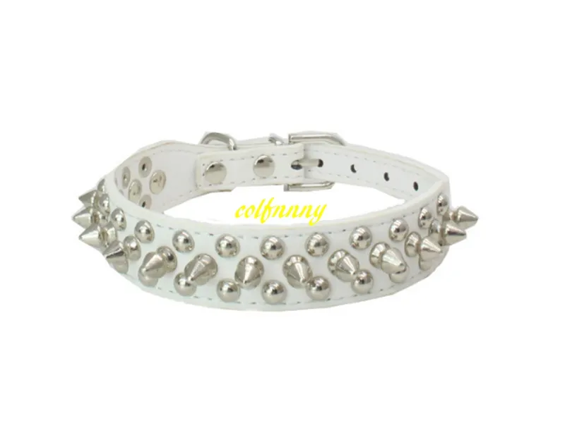 100 sztuk / partia Szybka Wysyłka Regulowany Nit Rive Spiked Studed Pet Puppy Dog Collar Neck Pasek 9 kolorów