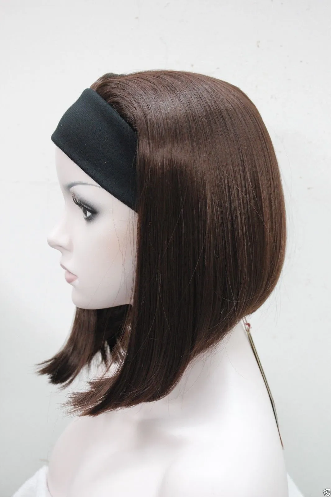 DHgate Charming Dark Auburn Straight Bob Wig with Headband for Women Short Half Wigs Hair Products