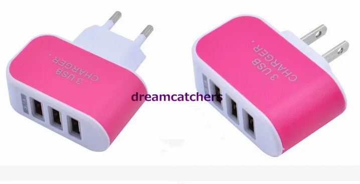 High Quality 5V 3.1A 3 Port USB Wall Charger LED US EU Plug Travel AC Home Convenient Power Adapter Candy for iphone 6s Samsung S7 Universal