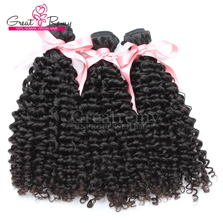 Chinese Human Hair Weave Double Weft Extensions 8"~30" Curly Wave Unprocessed Virgin Hair Natural Color Dyeable 7A Retail 3pcs Greatremy