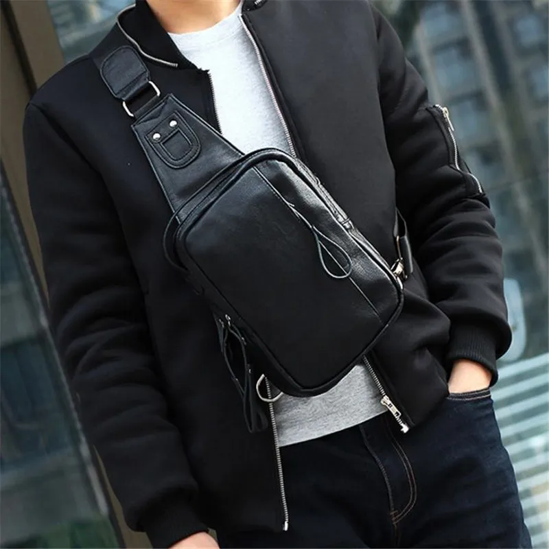 Wholesale Men's leather chest bag Travel Hiking Riding Sling Bag for men Cross Shoulder Bag Sling Chest Casual backpack out283