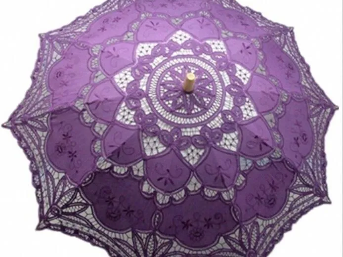 Spitzensonnenschirm Mit Blumenstickerei - Weißer Hochzeits-Regenschirm Aus Seide, Handarbeit