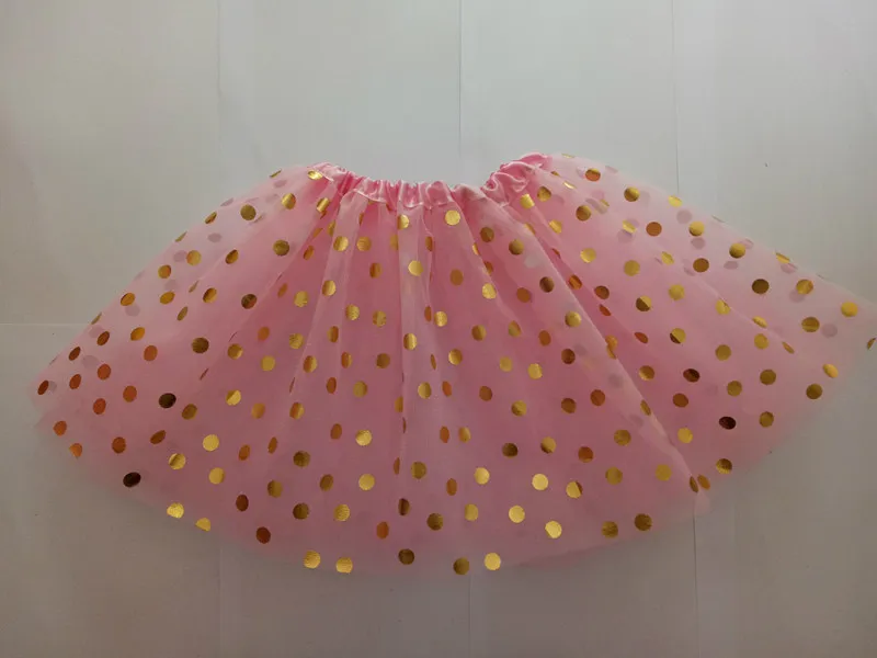 Söt baby flicka tutu kjolar guld polka dot prinsessa fest kjol tjejer dans tulle kjol ballett kjolar baby kläder dancewear tjejer kläder