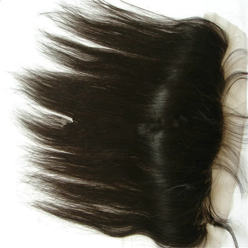 Virgem Malaio Do Cabelo Humano de Seda Reta De Seda Base de Renda Frontal Branqueada Nós Barato Base De Seda Orelha a Orelha Cheia de Renda Fechamento Frontal 13x4