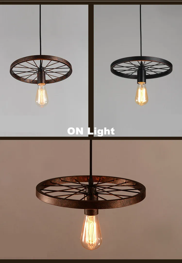 Vintage Wheel Ceiling Pendant Lights Modern Light Fixtures LED Lamps Home Lighting Metal Industrial Edison E27 Holder 3/6Heads Lamp