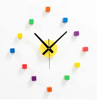 Original muted colorful brief stickers wall clock,creative DIY bedroom living room wall sticker clock watch,cute home decoration