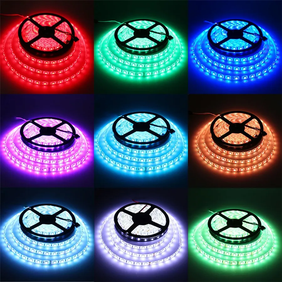 5M 5050SMD RGB LED Strip light Flexible Waterproof LED Strip DC12V Flexible LED Light IP65 multi color with 44 key IR remote Contr247s