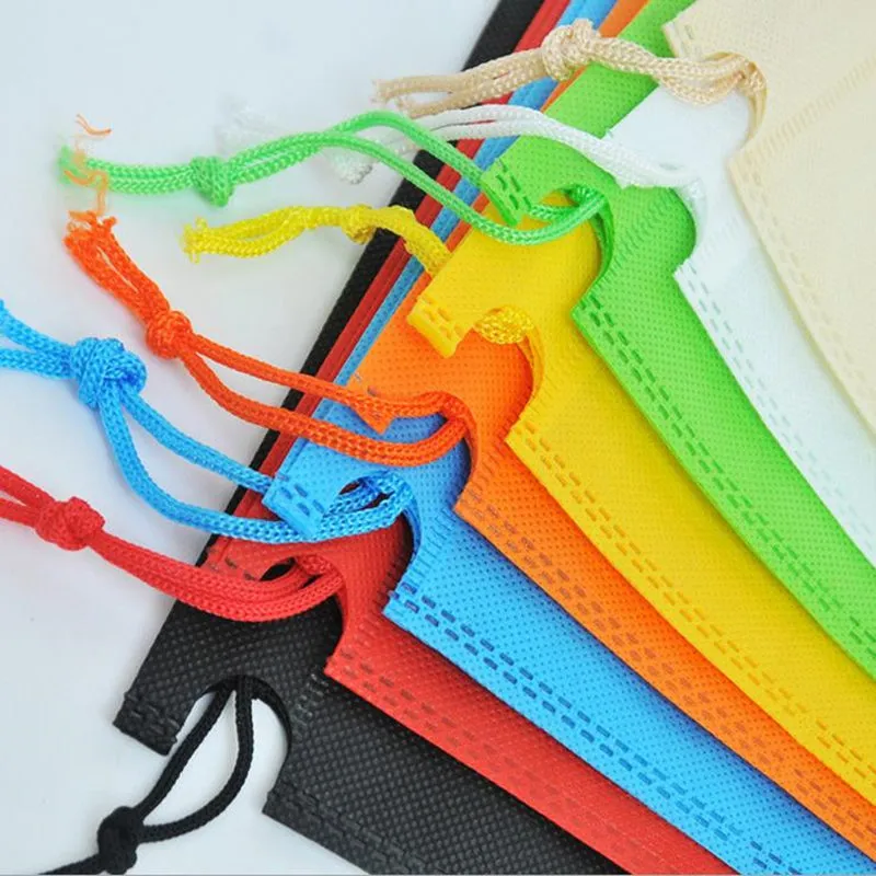 Envío DHL Al por mayor-40 cm Hx30cm Saco no tejido con bolsa de almacenamiento de cuerda Múltiples colores para zapato / ropa a prueba de polvo