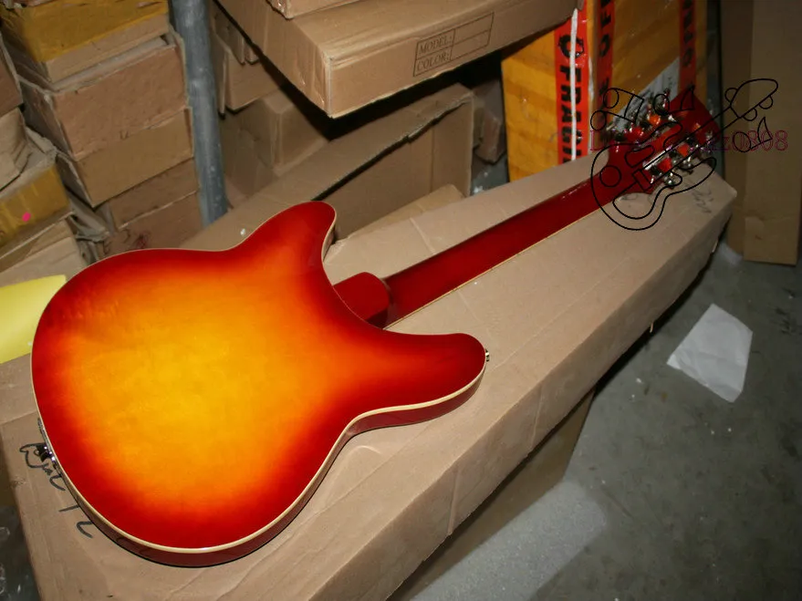 Cherry Burst 12 Strings 325 330 Electric Guitar 3 Pickups Hoge kwaliteit Muziekinstrumenten