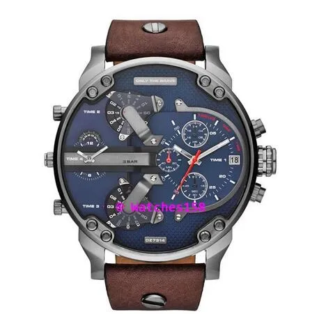 Men039s Mr Daddy 20 7314 Blue Dial con cinturino in pelle 4 Fuso oraro cronografo QUARGO GUARLO ORGCHIO SBA Original Box2099991