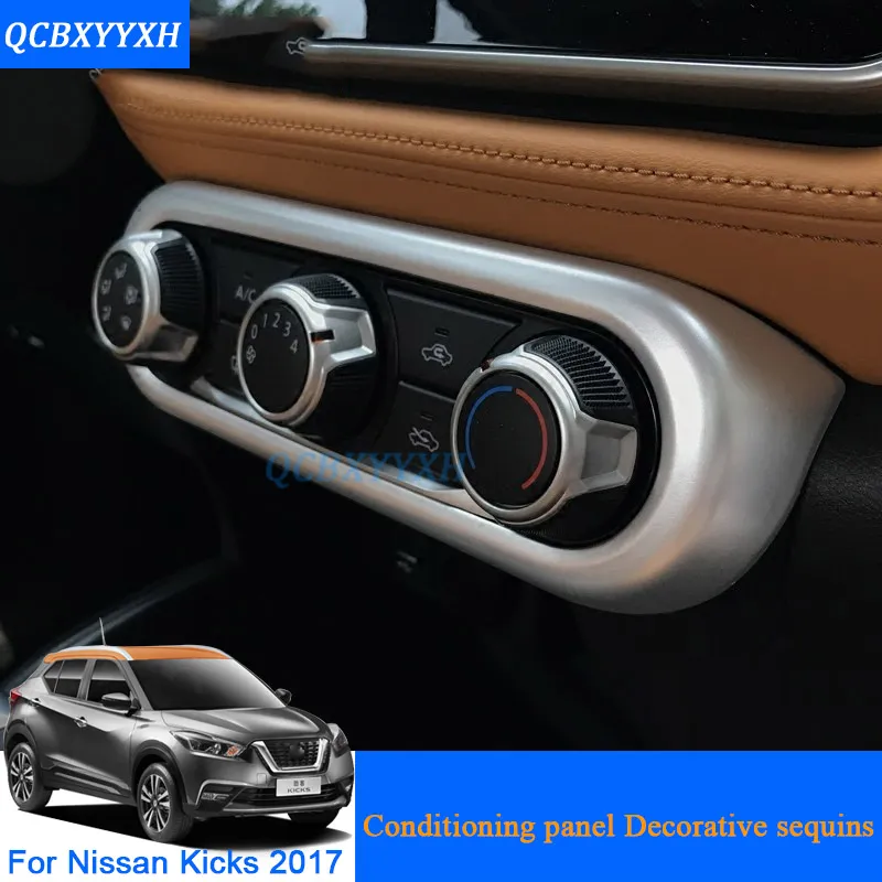 QCBXYYXH ABS estilo de coche Panel condicional lentejuelas decorativas para Nissan Kicks 2017 pegatinas de consola central marco Interior de coche