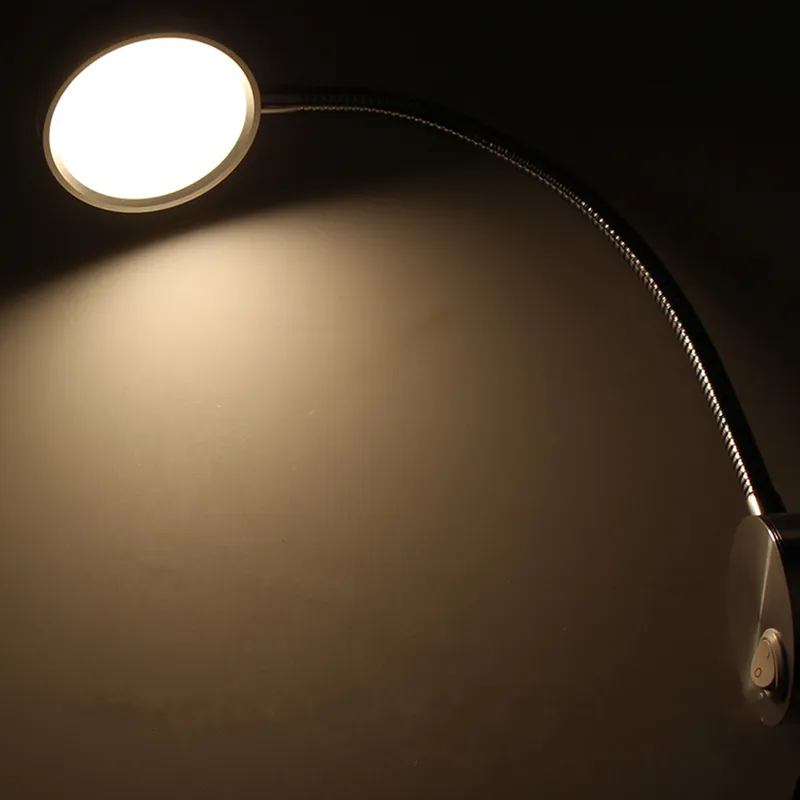 LEDシルバーベッドルームのベッドサイドランプのノブスイッチ5W 90-260Vミラーコリドーの光方向調節可能