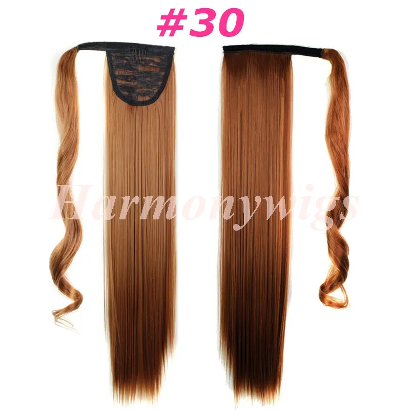 Clip Hair Ponytails Syntetiska dragningar Ponny Tails Straight Hair Pieces 24inch 120g Hårförlängningar Kvinnor Mode