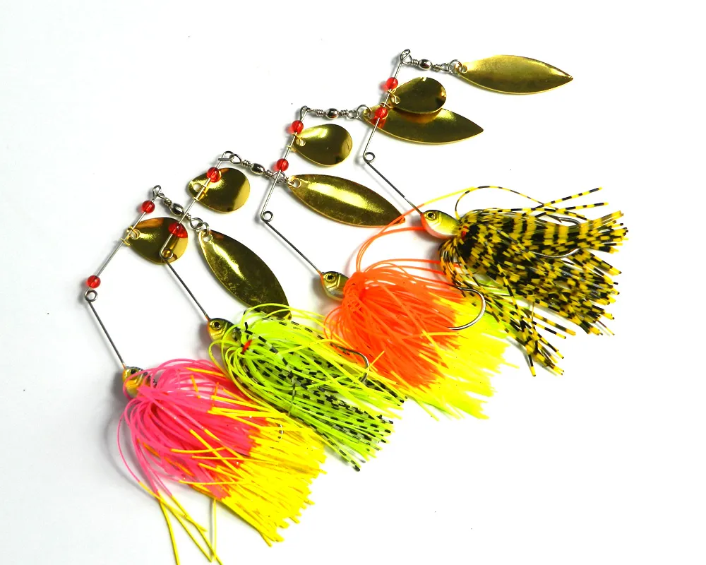 HENGJIA 4 adet / grup Sert Balıkçılık Spinner Cazibesi Spinnerbait Bas Yem Metal Pul 14.8g / 0.52 oz Balıkçılık Takımları