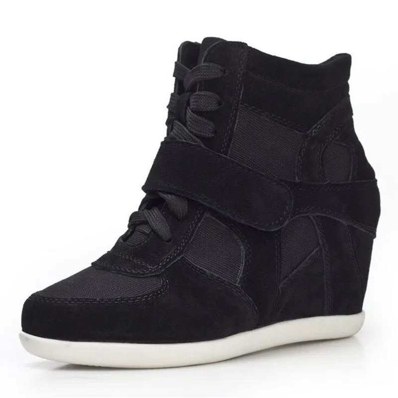 Women's Wedge Sneakers: Korean Style Hidden Heel Suede Shoes Comfortable  Walking Shoes, Stylish Casual Lace-ups, Hot Sale!