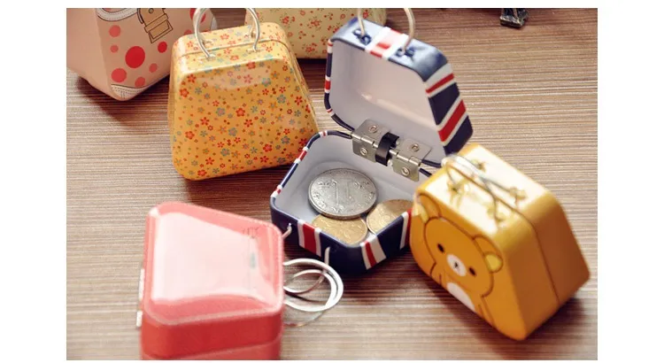 творческий мини сумочка стиль конфеты коробка для хранения свадьбы пользу жестяная коробка кабель организатор контейнер бытовой wen4506