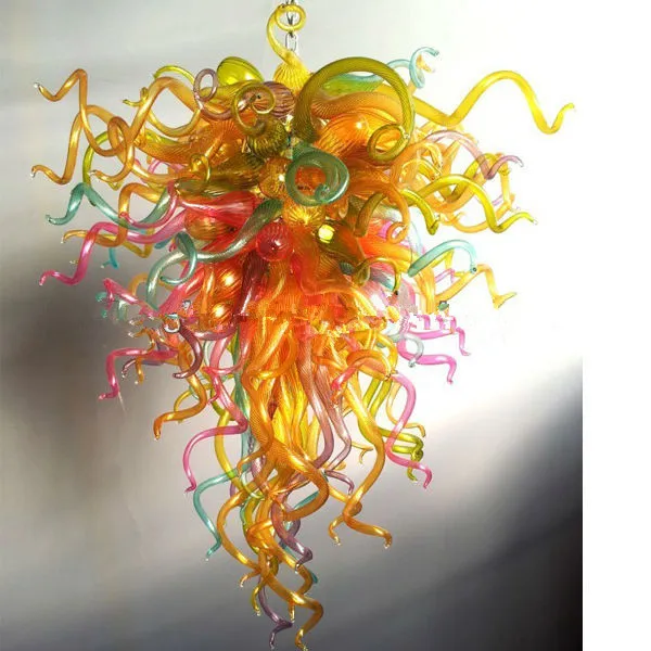 램프 꽃 모양 디자인 스타일 다채로운 램프 핸드 블로우 무라노 유리 Led 전구 펜던트 실내 샹들리에