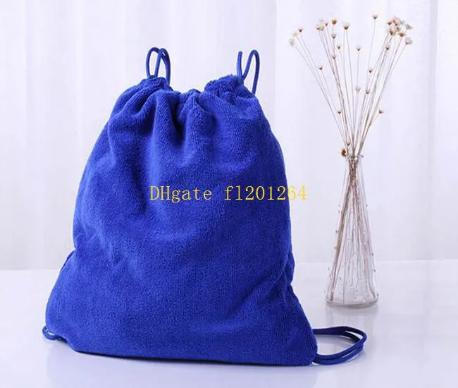 70X140CM Microfiber Cotton Beach Towel Sacks Monogramable Swimming Towels Functional Foldable Sack Summer Bag Gifts