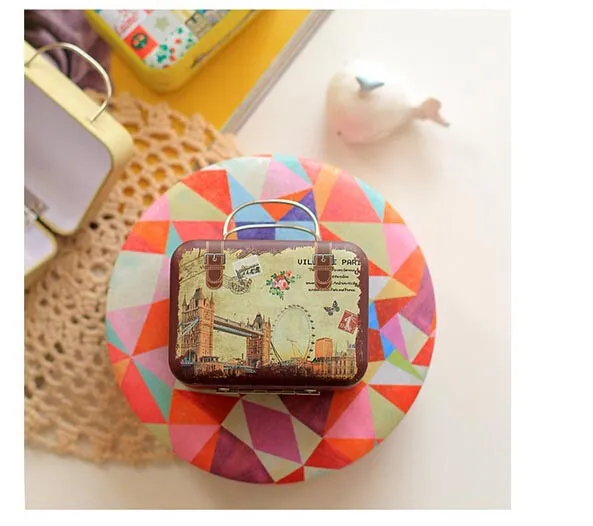 Creative 6 Styles Retro Tin Plate Suitcase Candy Boxes For Wedding Party Event Gift Sweet Boxes Wedding Favor Vintage Jewlery Box4042657