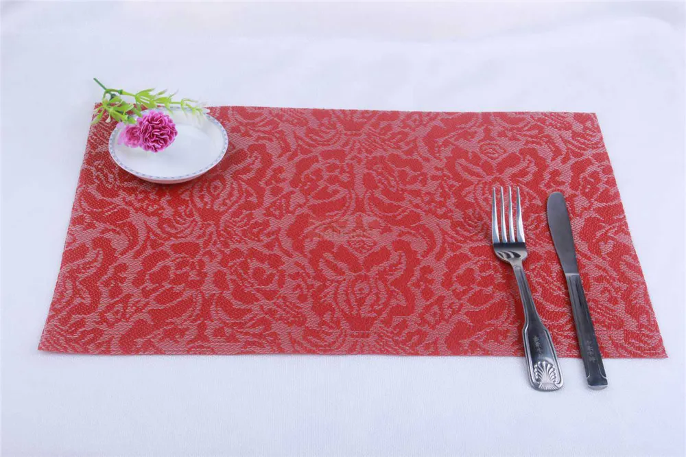 Jankng 4 stks / partij Heat-Geïsoleerde Tafel Mat Classic Flower Design PVC Pad Placemat Restaurant Keuken Dinning Dish Pad Table Mat Free Shippin