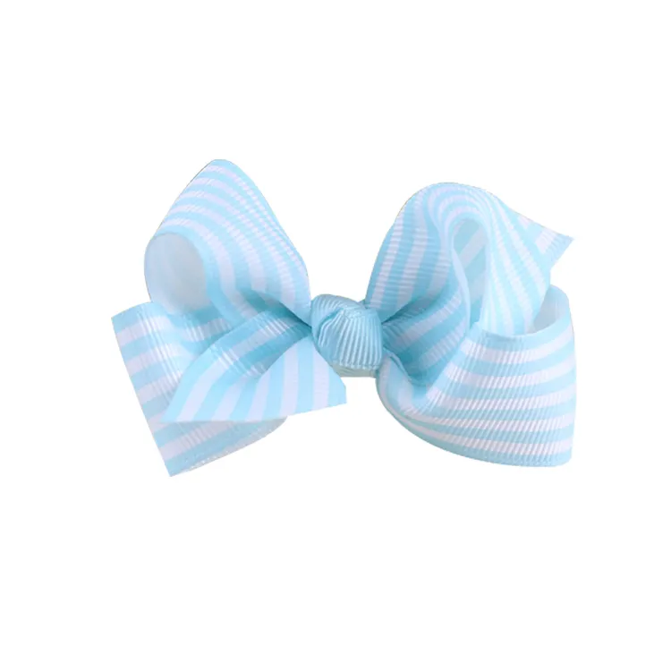 Boutique 3 inch grosgrain stripe ribbon bow hair accessories bowknot with alligator clip hair bobbles ties HC032