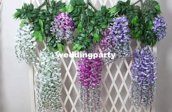Wholesale Wisteriaの結婚式の装飾110センチ75cm 4色人工的な装飾的な花の花輪のパーティーの結婚式の家
