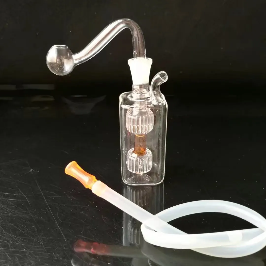 2 pots ronds Bangs en verre en gros Brûleur à mazout Tuyaux en verre Rigs à eau Fumer