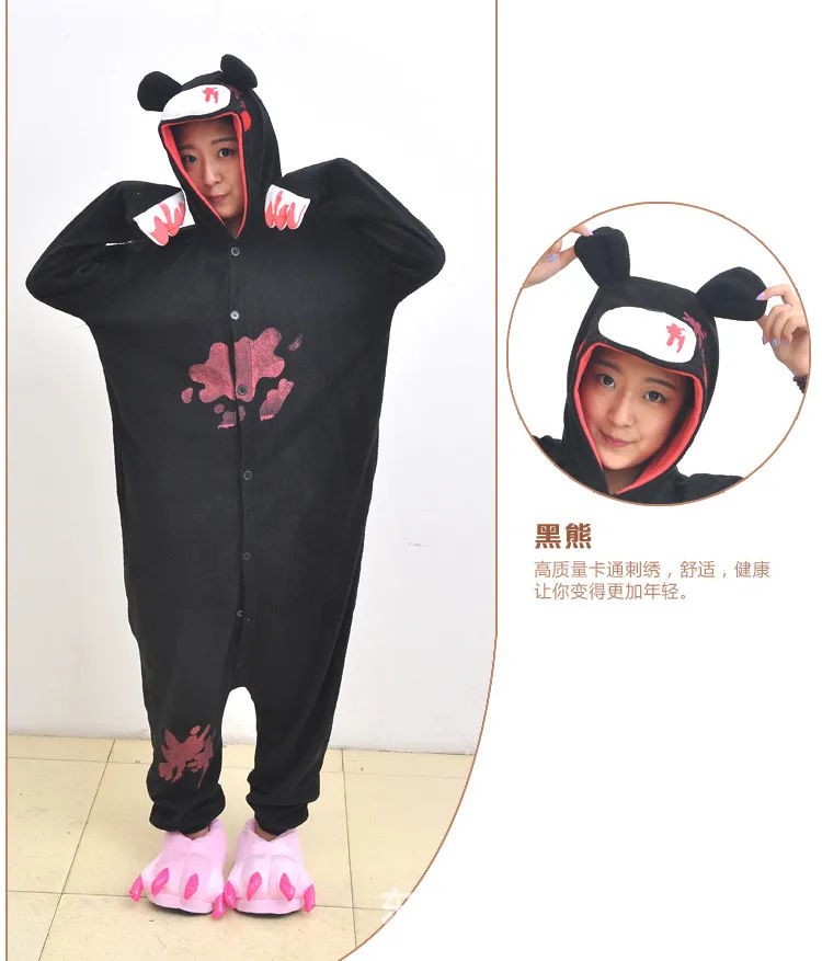 Cheap DHL Pigiama Nero Rosa Gloomy Bear Polar Warm Fleece Japan Anime Fashion Tutina Pigiama Abiti animali Cosplay Tuta indumenti adulti