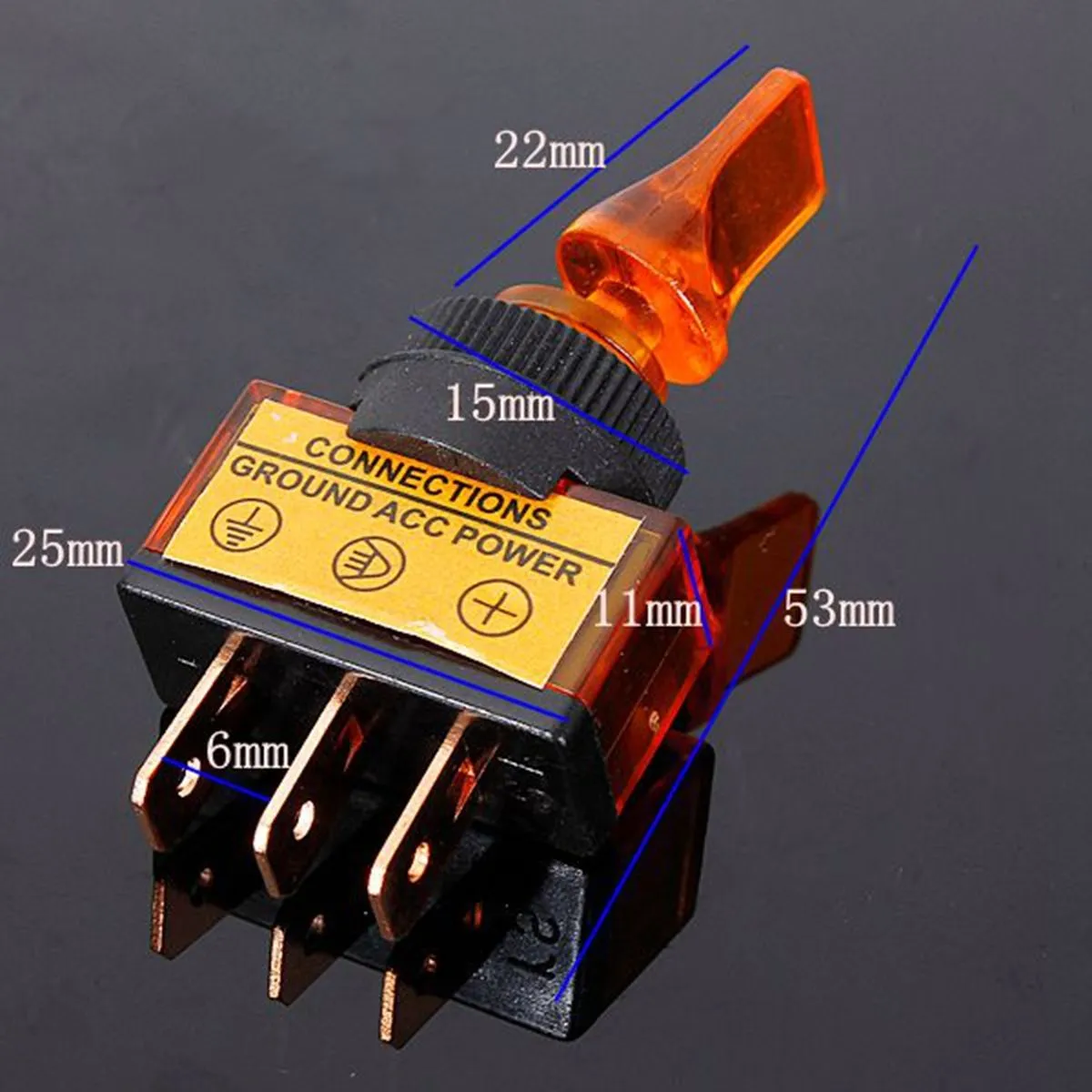 5 SZTUK 12 V 20A Podświetlany Flick Toggle Spst Switch Car Van Dash Boat Amber Lig