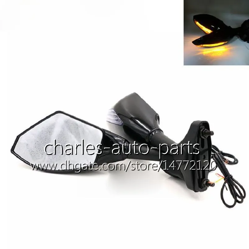 Universal Motorcycle LED Turn Signal Mirrors turn light Mirror Black Carbon LED turnning light For KAWASAKI ZX 250R ZX12R ZX14R 300R EX300