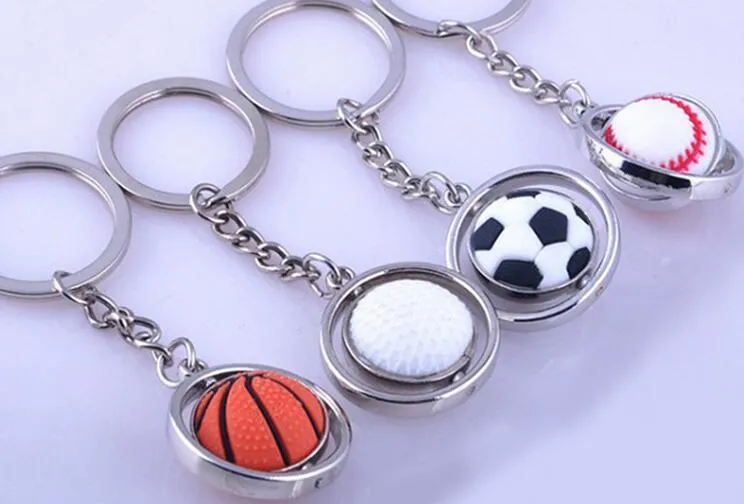 Basketball Football Golf Keychain Men Mini Simulation Rotatable Ball Key Chains chain key rings keyring novelty promotion gift