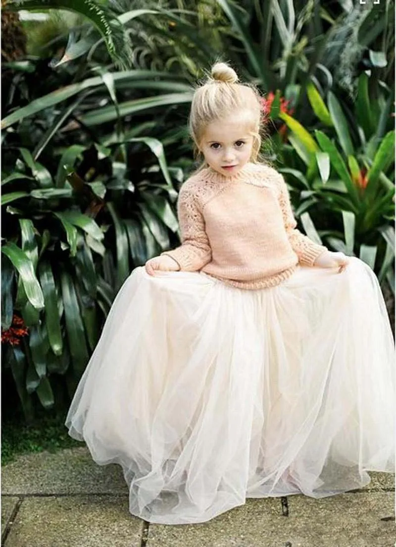 2016 Lovely Baby Girls Tulle Skirts White Princess Tutu Ball Gown Flower Girl Party Dresses For Skirt Wedding Cheap Children's Long Skirts