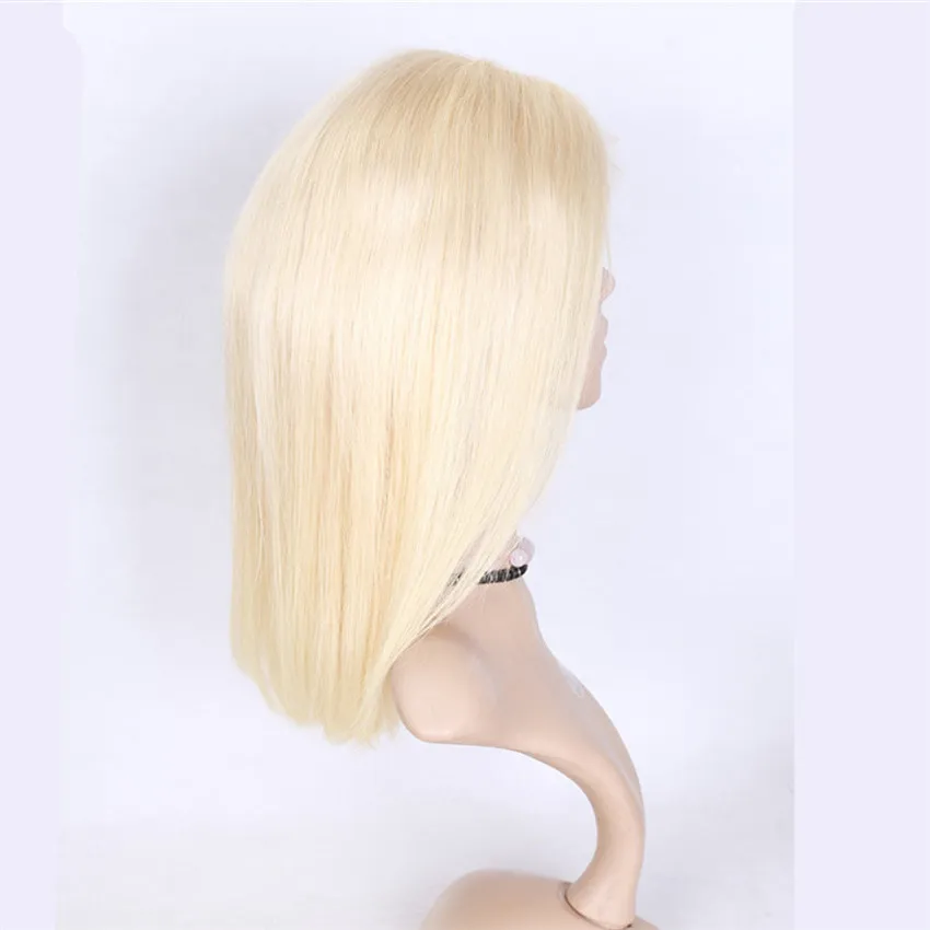 Blonde Full Lace Wigs Bob Lace Front Wig Full Lace Human Hair Wig #613 Platinum Blonde Human Hair Wigs