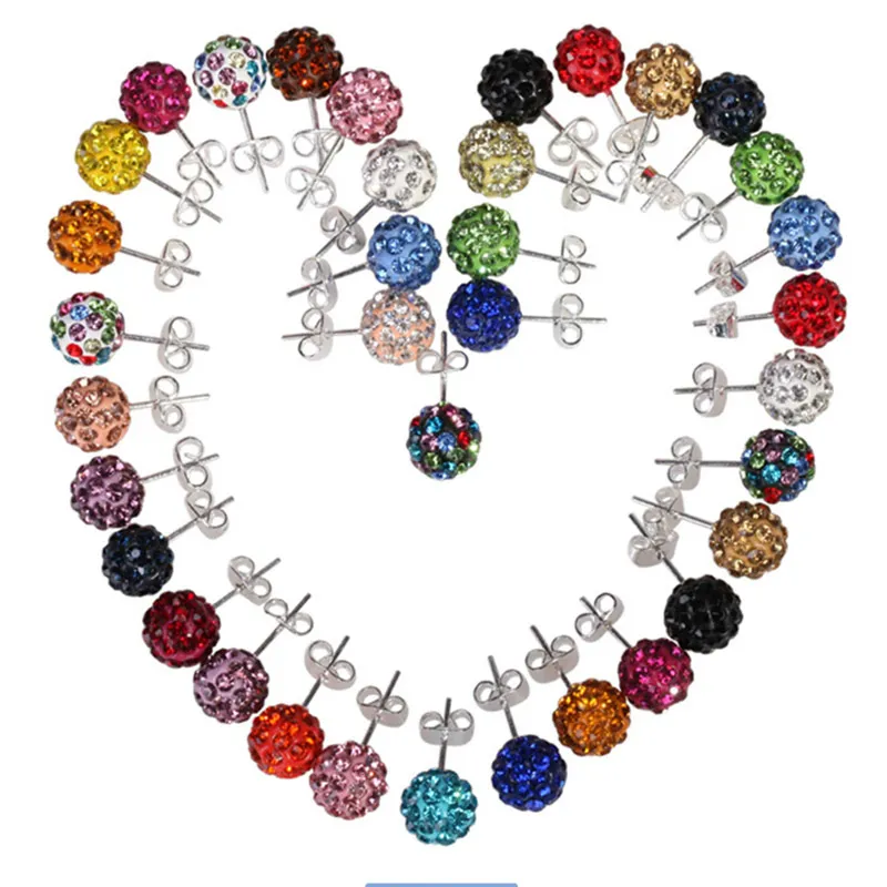 Boucles d'oreilles classiques en diamant shambhala pour femmes, DFMTE21, Micro boule Disco, bijoux, 24 paires par lot