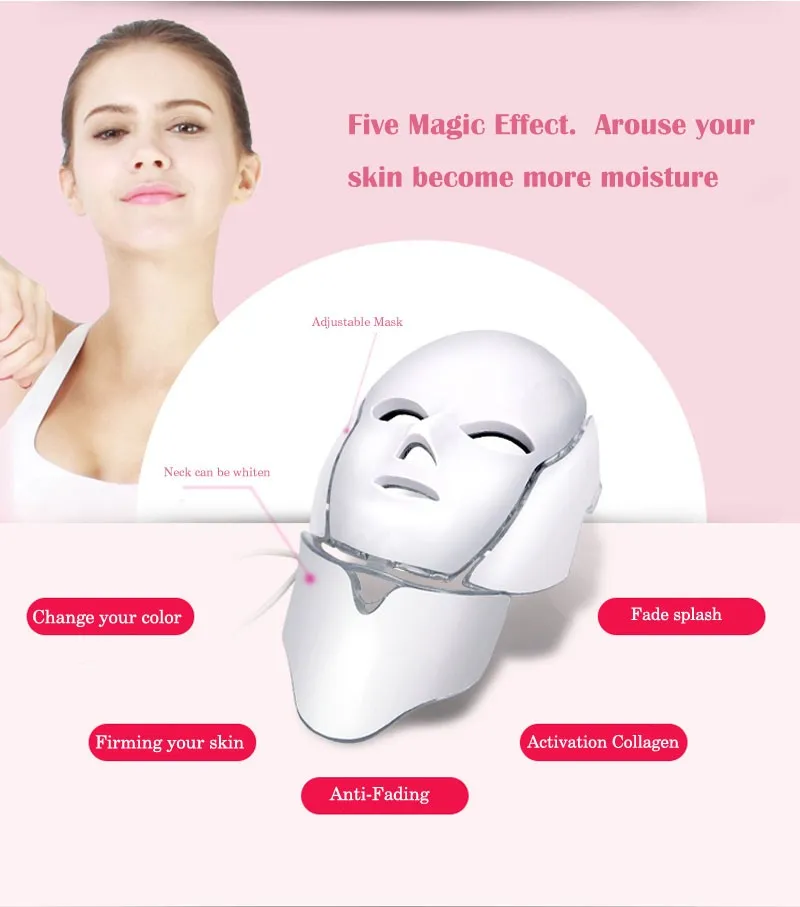 3in1 Light Pon Therapy LED Maschera facciale Ringiovanimento della pelle PDT cura della pelle macchina di bellezza uso viso collo con microcorrente Electro5392136