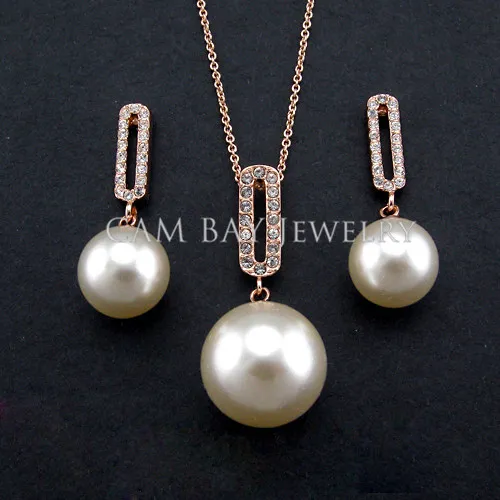Gratis frakt rigant nyaste 18kgp bröllop smycken uppsättningar / högsta kvalitet billiga imitation pärla smycken uppsättningar, gratis frakt