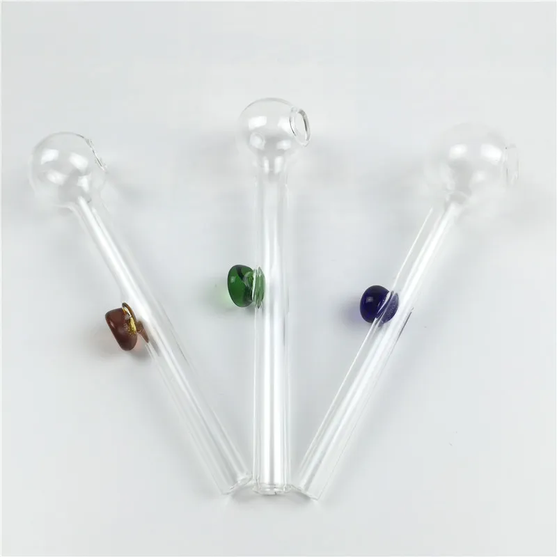 10 cm Glas-Ölbrennerrohre zum Räuchern, Mini-Ölbrenner aus dickem Pyrexglas, klare Verbindung, billige Handpfeifen, Glasrohr