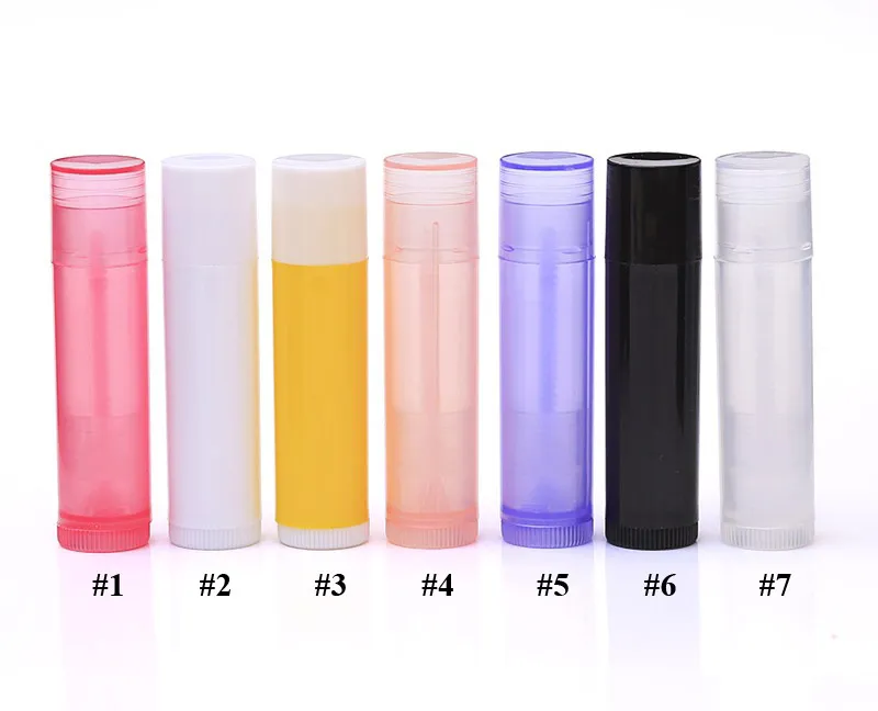 5g 5 ml läppstift Tube Lip Balm Containers Tom Kosmetiska behållare Lotion Container Lim Stick Clear Travel Bottle 7 Färger